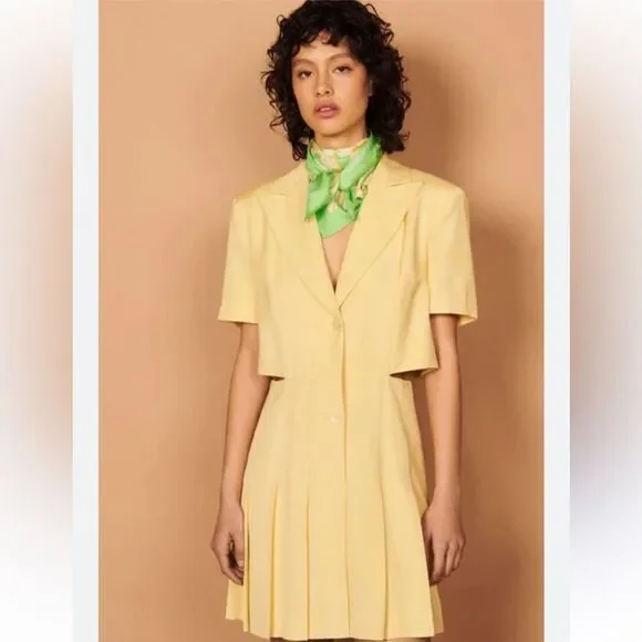 NWT Sandro Jaun Citron Mini Yellow Dress Size XS - Picture 3 of 15